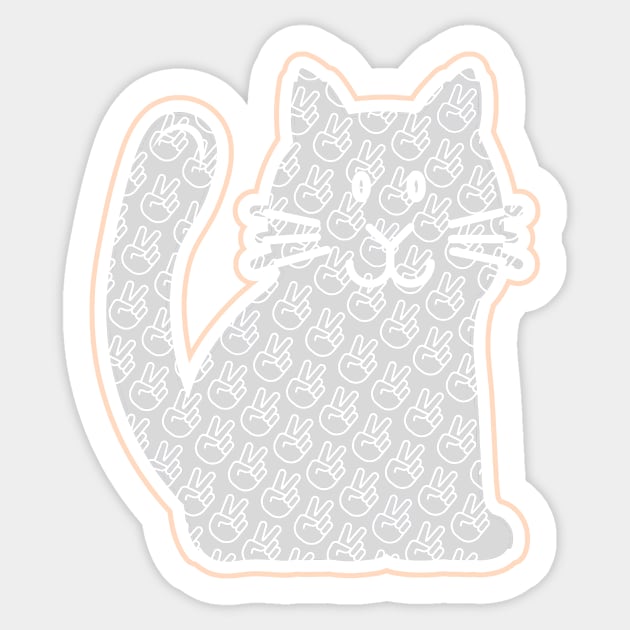 PEACE KITTY CAT STICKER | BROWN BEIGE TAN ORANGE Sticker by KathyNoNoise